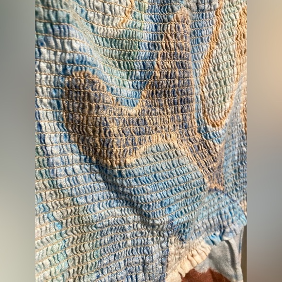 Wilfred Blue and Tan marbled smocked top dress medium - Picture 4 of 8